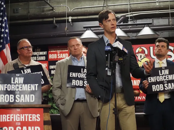 Democrat Rob Sand calls for prioritizing public safety as property tax growth slows